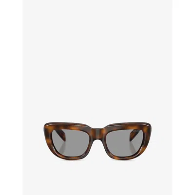 Prada Womens Brown Pr D07s Rectangle-frame Tortoiseshell Acetate Sunglasses