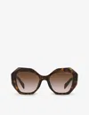 Prada Womens Brown Pr16ws Irregular-frame Acetate Sunglasses In Brown
