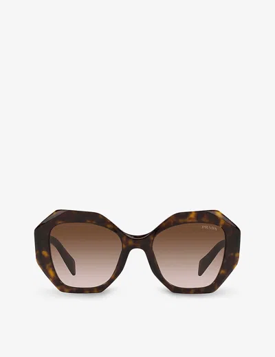 Prada Womens Brown Pr16ws Irregular-frame Acetate Sunglasses