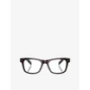 Prada Womens Brown Pra13v Pillow-frame Tortoiseshell Acetate Optical Glasses In Brown