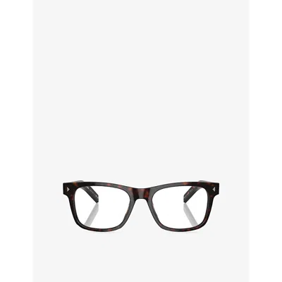 Prada Womens Brown Pra13v Pillow-frame Tortoiseshell Acetate Optical Glasses
