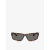 Prada Womens Brown Ps 05zs Rectangle-frame Injected Sunglasses