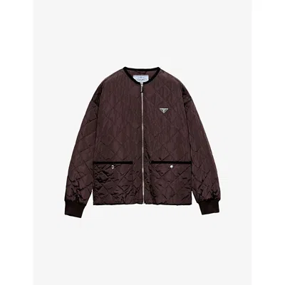 PRADA WOMENS BROWN QUILTED LIGHTWEIGHT RE-NYLON JACKET
