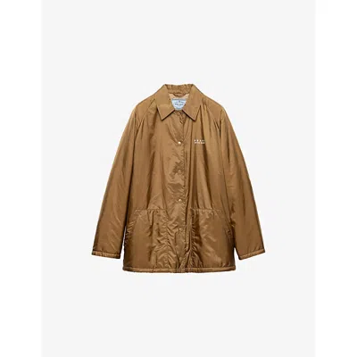 PRADA WOMENS BROWN RE-NYLON BLOUSON WOVEN JACKET