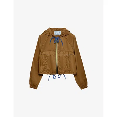 PRADA WOMENS BROWN RE-NYLON LIGHTWEIGHT SHELL JACKET
