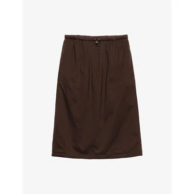 Prada Womens Brown Reversible Re-nylon And Cotton-jersey Midi Skirt In Animal Print