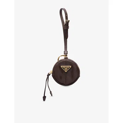 Prada Womens Brown Round Mini Leather Pouch