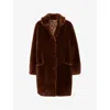 Prada Womens Brown Shearling Midi Coat In Brown