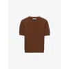 Prada Womens Brown Short-sleeve Knitted Cashmere Jumper In Brown