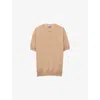 Prada Superfine Cashmere Short-sleeve Sweater In Brown