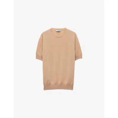 PRADA WOMENS PRADA SHORT-SLEEVE KNITTED CASHMERE JUMPER