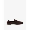 Prada Elasticated Suede Penny Loafers In Brown