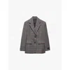 Prada Womens Brown Single-breasted Prince Of Wales Checked Wool Jacket