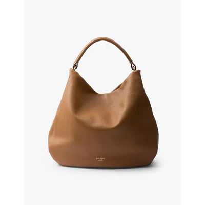 Prada Large Leather Shoulder Bag In Caramel