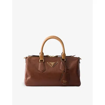 Prada Womens Brown Small Leather Top Handle Bag