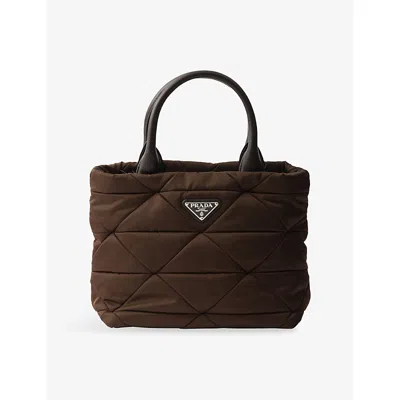 Prada Womens Brown Small Padded Re-nylon Tote Bag