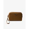 Prada Womens  Small Re-nylon Woven Pouch In Brown