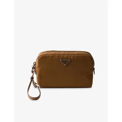 Prada Womens  Small Re-nylon Woven Pouch In Brown
