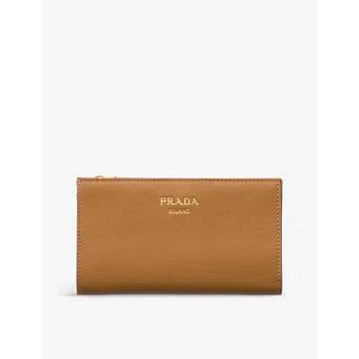 Prada Large Leather Wallet In Brown