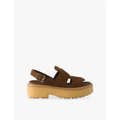 PRADA WOMENS BROWN SUEDE SANDALS EUR 37 / 4 UK