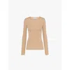 Prada Womens Brown Superfine Crew-neck Wool Knitted Jumper