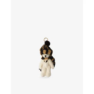 Prada Womens Brown Teddy Cotton And Mohai-blend Bag Charm In Gray