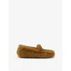 Prada Triangle Logo Shearling Loafers In Brown