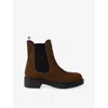 Prada Chocolate Suede Ankle Boots In Brown