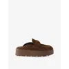 Prada Suede Platform Mules In Brown