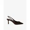 Prada 75mm Slingback Triangle-logo Pumps In Brown
