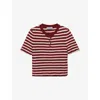 Prada Embroidered Terry Fabric Polo Shirt In Burgundy