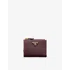 Prada Womens Burgundy Brand-plaque Small Saffiano Leather Wallet