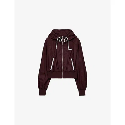 Prada Womens Burgundy Hooded Re-nylon Blouson Jacket In Garnet