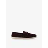 Prada Womens Burgundy Logo-embellished Suede Loafers Eur 36 / 3 Uk