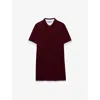 Prada Womens Burgundy Logo-patch Short-sleeve Piqué-cotton And Jersey Mini Dress