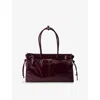 Prada Womens Burgundy Logo-plaque Large Leather Shoulder Bag