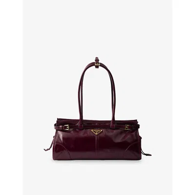 Prada Womens Burgundy Medium Leather Shoulder Bag