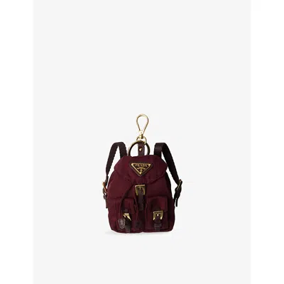 Prada Womens  Mini Icon Re-nylon Bag Charm In Burgundy