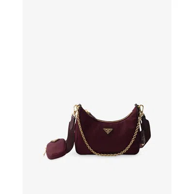 Prada Womens Burgundy Re-nylon 2005 Recycled-nylon Shoulder Bag In Burgundy