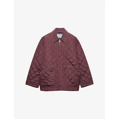 Prada Womens Burgundy Re-nylon Blouson Quilted Shell Jacket In Brown
