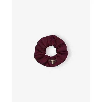 Prada Womens Burgundy Re-nylon Logo-plaque Woven Scrunch