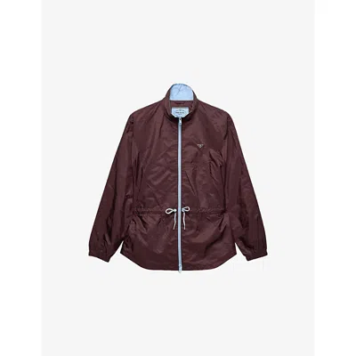 Prada Womens  Re-nylon Puffer Jacket In Burgundy