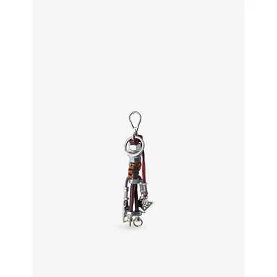 Prada Womens  Robot Metal Bag Charm In Burgundy
