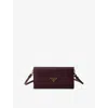 Prada Womens Burgundy Saffiano Mini Leather Shoulder Bag