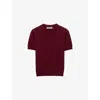 Prada Womens Burgundy Short-sleeve Knitted Cashmere Jumper