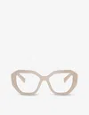Prada Womens Cream Pr A07v Irregular-frame Acetate Optical Glasses In Cream