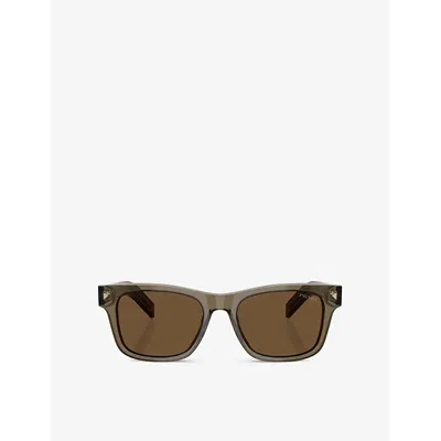 Prada Womens Cream Pr A17s Rectangle-frame Acetate Sunglasses In Green