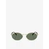 Prada Womens Gold 65zs Oval-frame Metal Sunglasses In Gold