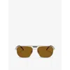 PRADA WOMENS GOLD PR 58YS RECTANGLE-FRAME METAL SUNGLASSES