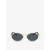 Prada Womens Gold Pr 65zs Oval-frame Metal Sunglasses In Gold
